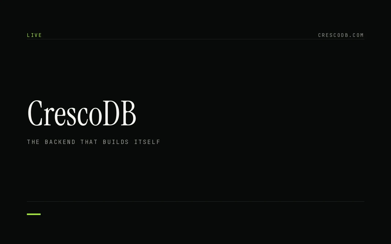 CrescoDB — the backend that builds itself