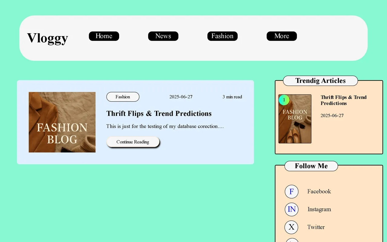 Vloggy publishing site homepage